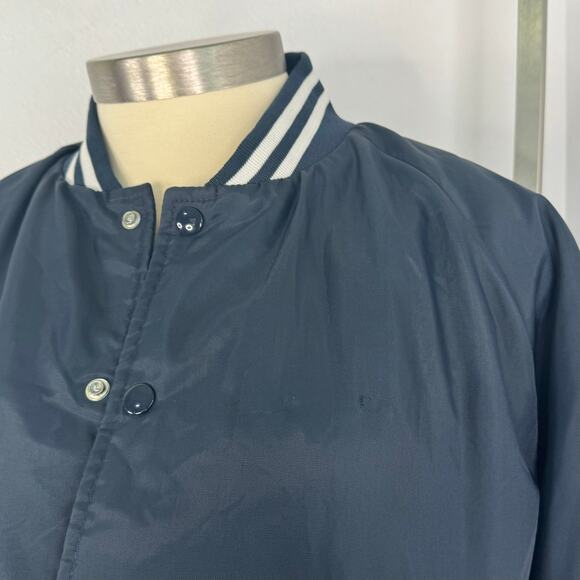 Vintage Navy Blank Varsity Snap Jacket Size XXL - Picture 3 of 8